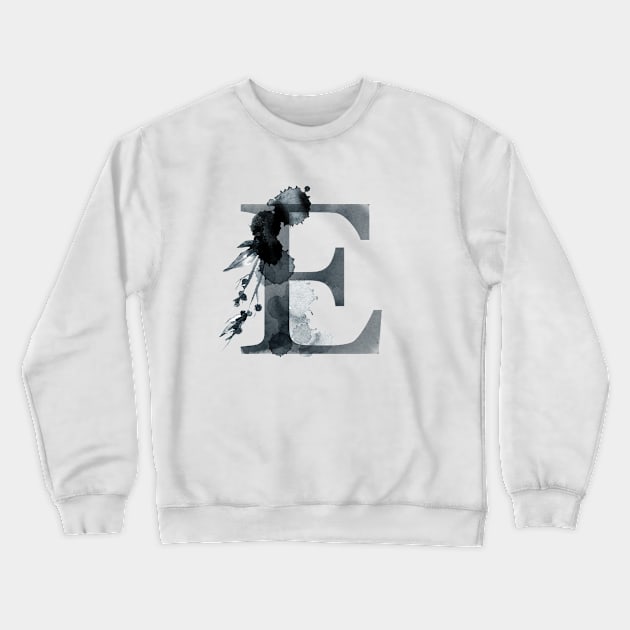 Floral Monogram E Dark Herbs And Flora Crewneck Sweatshirt by floralmonogram